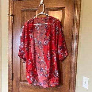 Floral Red Kimono Cardigan